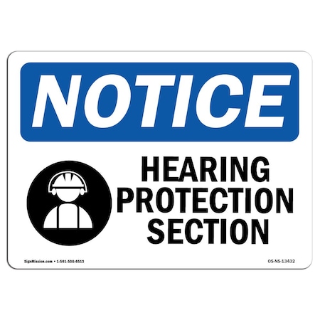 Signmission OSHA Sign, Hearing Protection Station With Symbol, 24in X 18in Aluminum, 24" W, 18" H, Landscape OS-NS-A-1824-L-13432